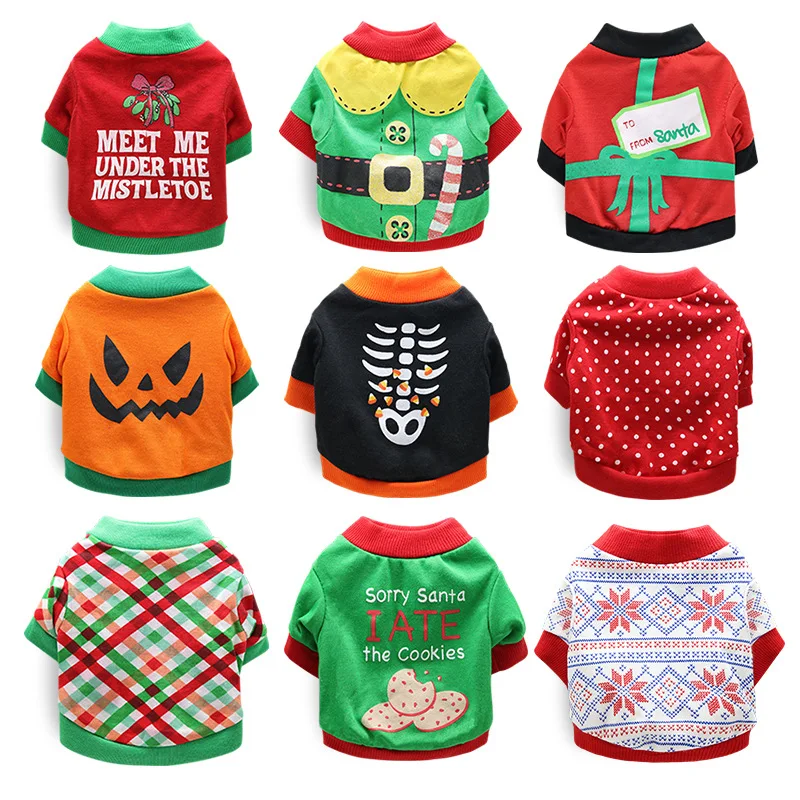 Dog Costume Set Funny Halloween Pet Cat Clothes For Small Dog Clothing Dress Up Outfit Cosplay Cat Costume Christmas Party Pet Supplies Dog Tops