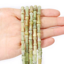 Premium Redstone Bamboo Joint Shape Natural Stone Beads - 12x5mm Loose Beads for Jewelry Making and DIY Accessories (Chinese jade)