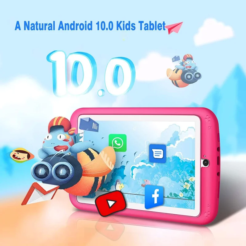 7-INCH E98 Android 10.0 Tablet PC - Kid's Gift, 1GB RAM + 16GB ROM, Silicone Bracket Case, Dual Camera, Quad-Core, WIFI Description Image.This Product Can Be Found With The Tag Names Computer Office, Hot sales, Tablets