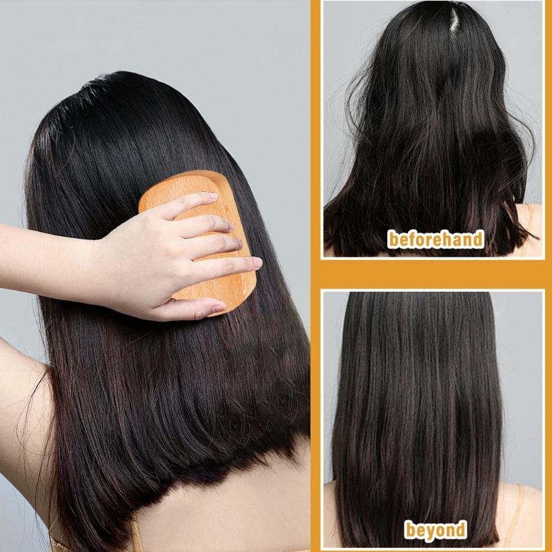 Scalp Massager Brush Round Comb Massage Small Wood Hairbrush for Hair Growth 2
