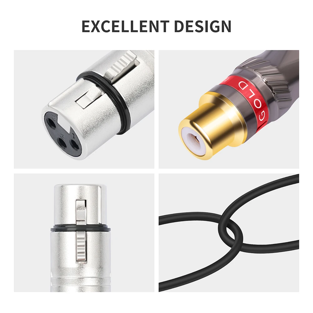 30Cm RCA Female To 3Pin-XLR Female Adapter Cable RCA Female To 3Pin-XLR Female Adapter Cord for Speaker