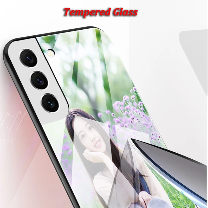 Personalized Shockproof Soft Matte Silicone & Tempered Glass Case with Custom Photo & Text Design