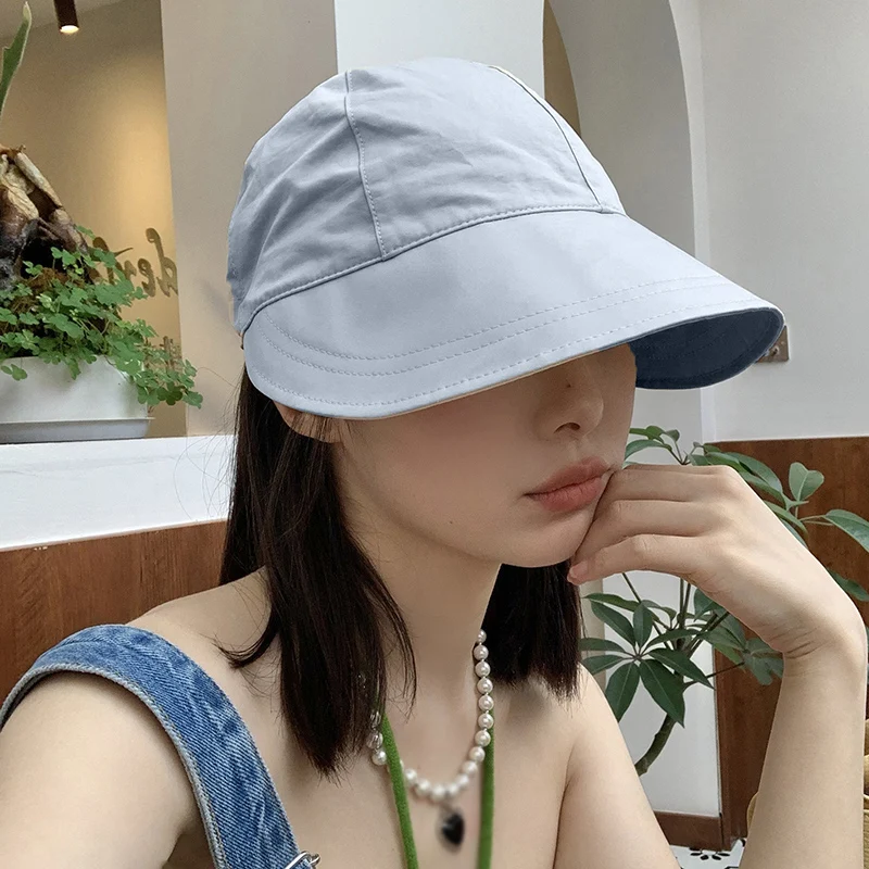 

Women Summer Sun Protection Hats Thin Style Solid Color Cover The Face Breathable Hats Quick Drying Fisherman's Hats