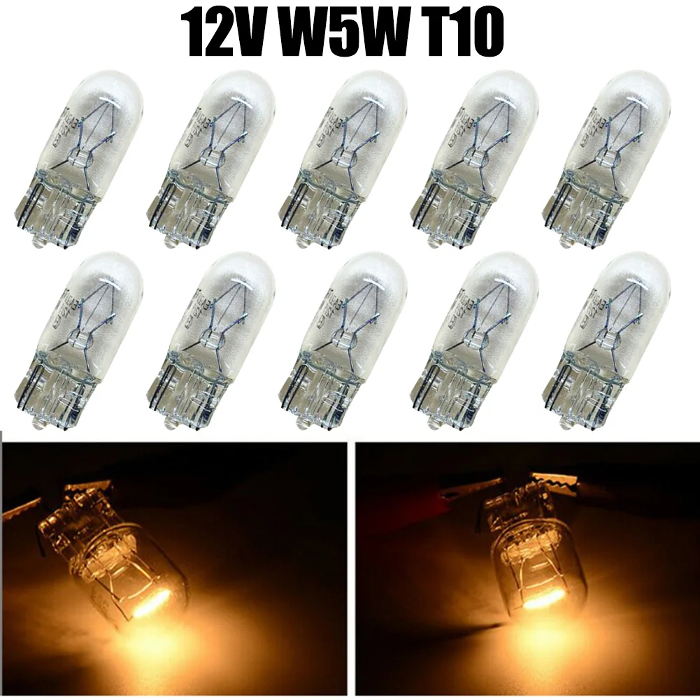 10PCS 3000k T10 W5W Auto Halogen Bulb Brake Light Signal Light Tail