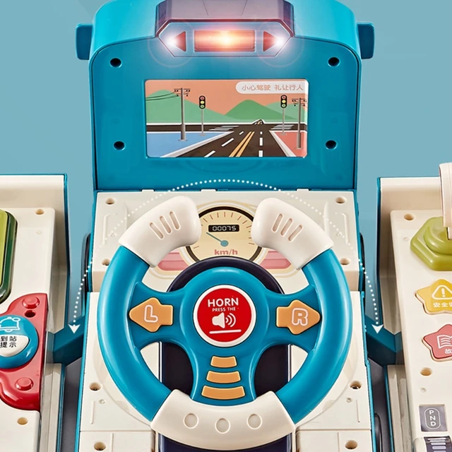 Children's Steering Wheel Bus Baby Puzzle Driving Steering Wheel Baby Toy Boy Transforming Bus Toy Multifunctional Bus 3
