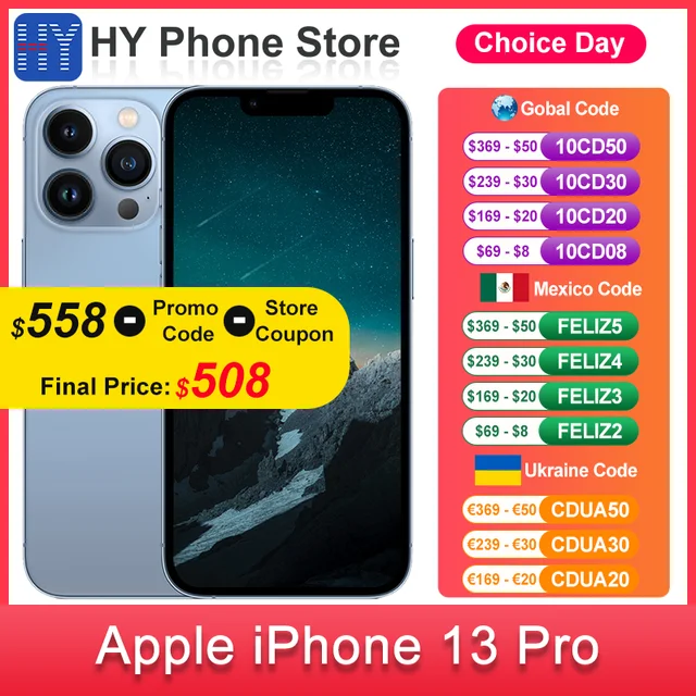 Apple iPhone 13 pro 128GB/256GB ROM Unlocked 5G A15 Bionic Chip With Face ID 6.1" 2532 x 1170 OLED Screen 12MP Camera