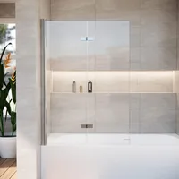36 * 55 Inch Bathtub Shower Door,Bathroom Door with Bottom Seal,Liftable and Foldable Glass Door,Rectangular Bathtub Screen 1
