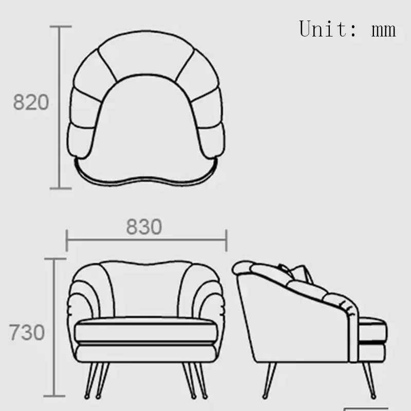 For Modern Light Luxury Single Small Sofa Designer Creative Flower Petal Tiger Velvet Cloth Lounge Chair