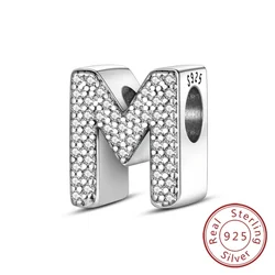 Elegant 925 Sterling Silver Alphabet Charms - Personalized DIY Jewelry Gift (M)