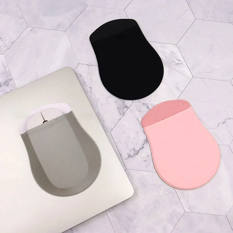 Lycra Mouse Storage Bag for Laptop Pad Elastic Back Adhesive Wireless Mouse Holder Sticker Pouch Sleeve Storage Organizer Holder