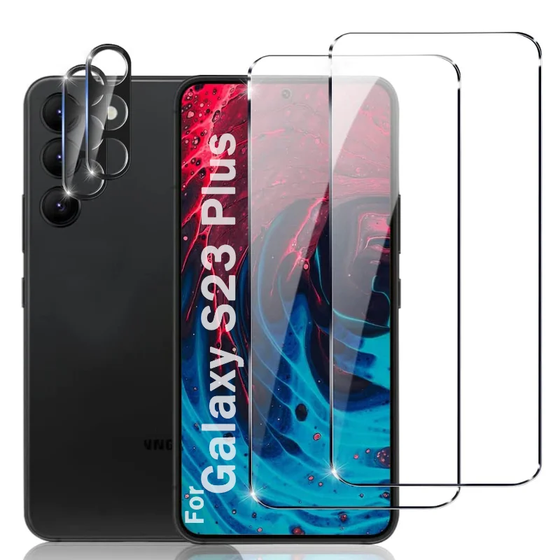 

4in1 Tempered Glass for Samsung Galaxy S23 Plus Clear Screen Protectors for Galaxy S23 Anti-scratch Camera Lens Protective Film