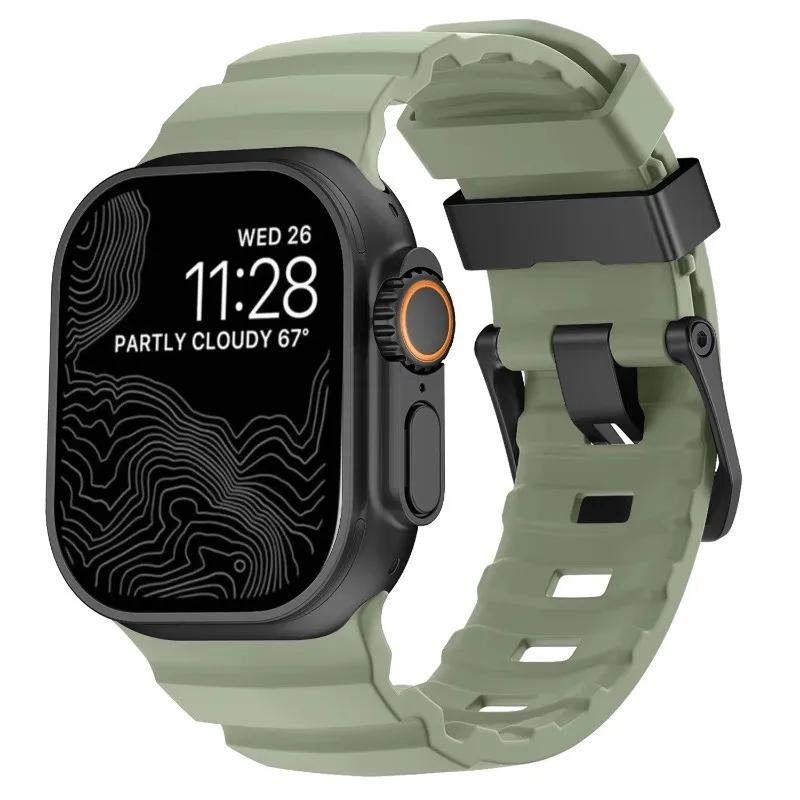 Luminous Sport Silicone & Titanium Metal Watch Band Bracelet