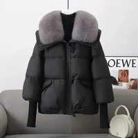2024 New Loose Ladies Cropped Jacket Winter Woman Parka Overcoat Korean Fashion Female Ultra Light Warm Coat 2