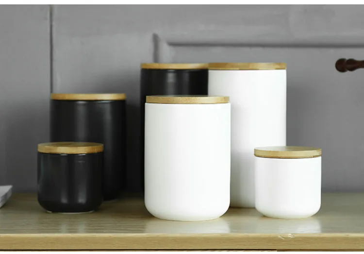 Description Picture 2 of itemEuropean Ceramic Storage Jar Creative Modern Kitchen Seal Grain Dispenser Office Desktop Coffee Bean Organizer Home Decoration