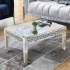 Rectangle Mirrored Coffee Table Silver Living Room Table with Cryatal Diamond Inlay Modern Luxury Mirrored Furniture Tea Table 4