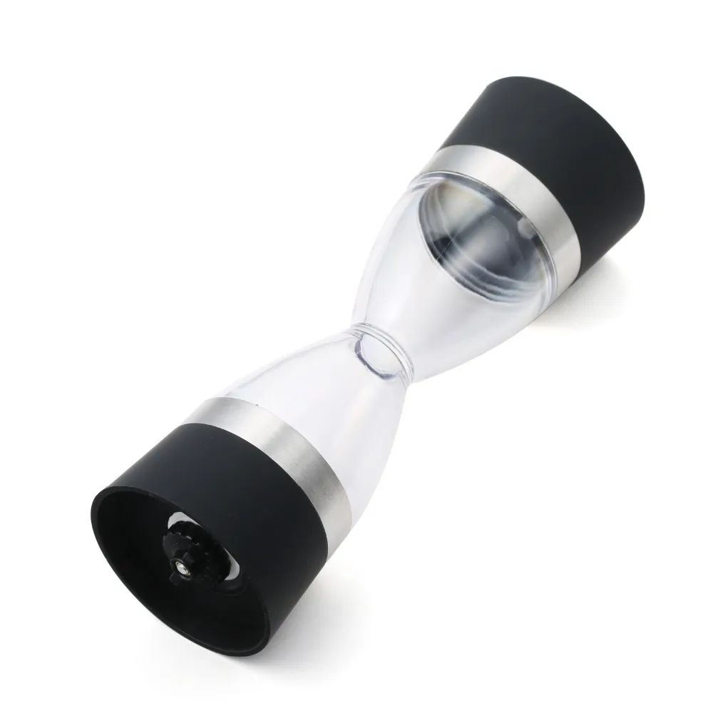 Manual Pepper Mill Grinder 2 in 1 Hourglass Design Pepper Salt Spice Grind Tool Acrylic mills BBQ Tool Kitchen Accessaries