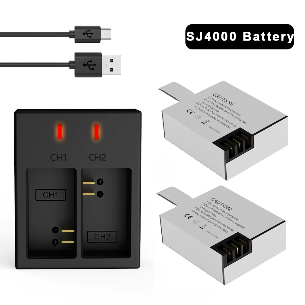 Palo Sj4000 Pg1050 Pg900 Batteria + Caricatore Doppio Usb Per Batterie Sjcam Sj5000 Sj5000X Sj6000 Sj8000 M10 Eken 4K H8 H9 Git-Lb101