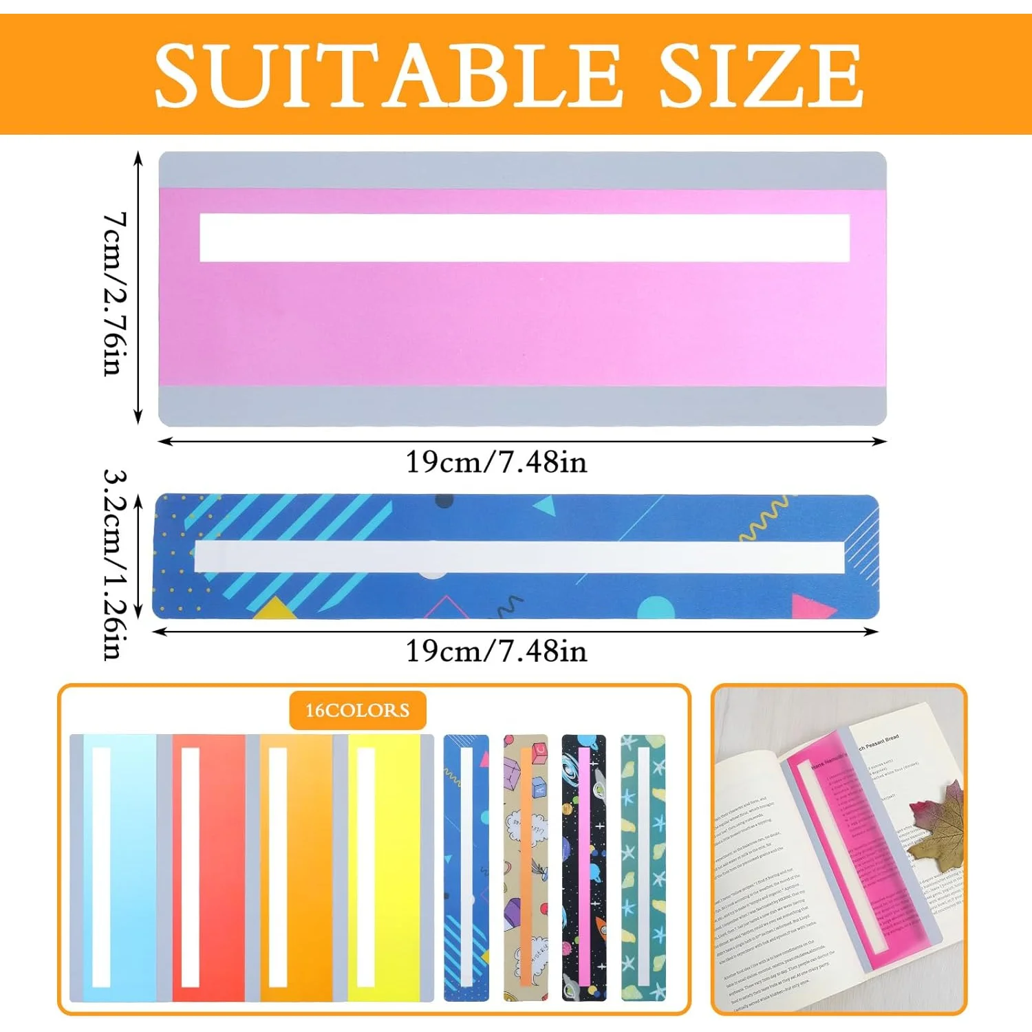 16 Pcs For Children With Reading Aid Disabilities Classroom Tools With Guided Reading Strips Colored Overlays Sky And Pure Theme - 2