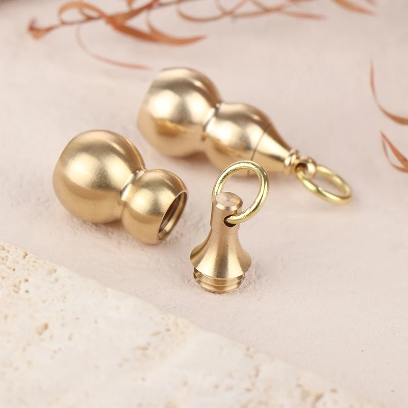 1Pc Brass Gourd Pendant Irregular Jar Keychain Hanging Necklace Jewelry Waterproof Pill Box Medicine Case