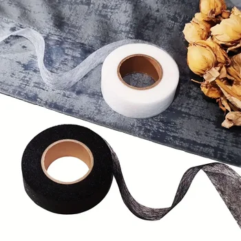 2Roll Black White Double-sided Interlining Adhesive Fabric Clothes Iron On Hem Tape Interlining Web DIY Sewing Patchwork Acces