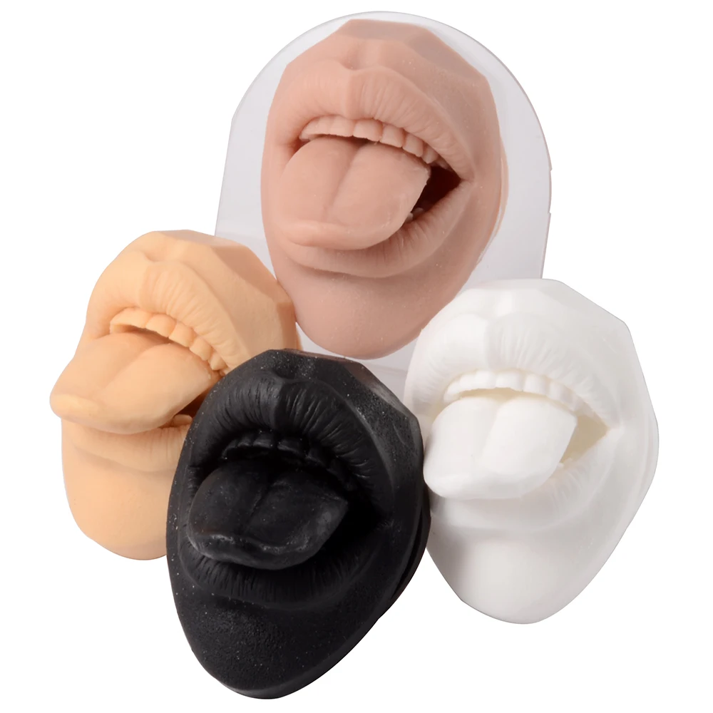 Soft Silicone Tongue Model, Mouth Open, Fake Tounge, Flexible Human Tongue  Mouth Mold with Teeth, Body Parts for Practicing Piercing Acupuncture