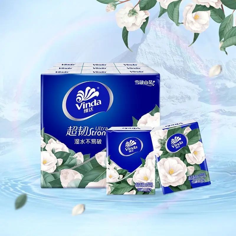 36 Packs of Camellia Printed Handkerchief Tissue Portable Small Pack 4 Layer Thickened Napkin Facial Tissue Wet Water Available