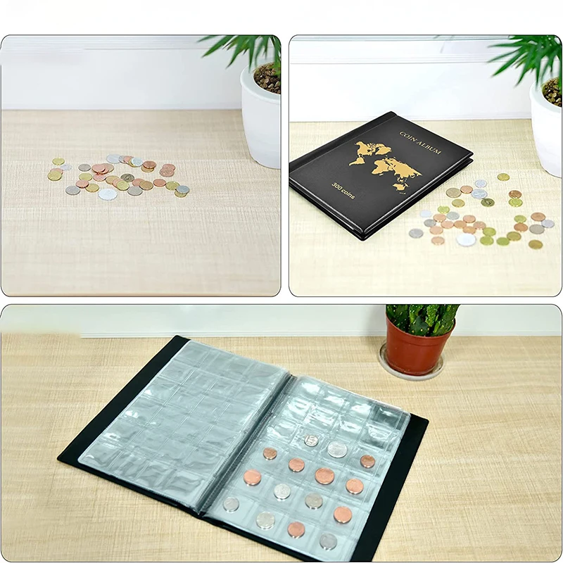 PU Leather Coin Album 300 Grids For Commemorative Coin Badges Tokens