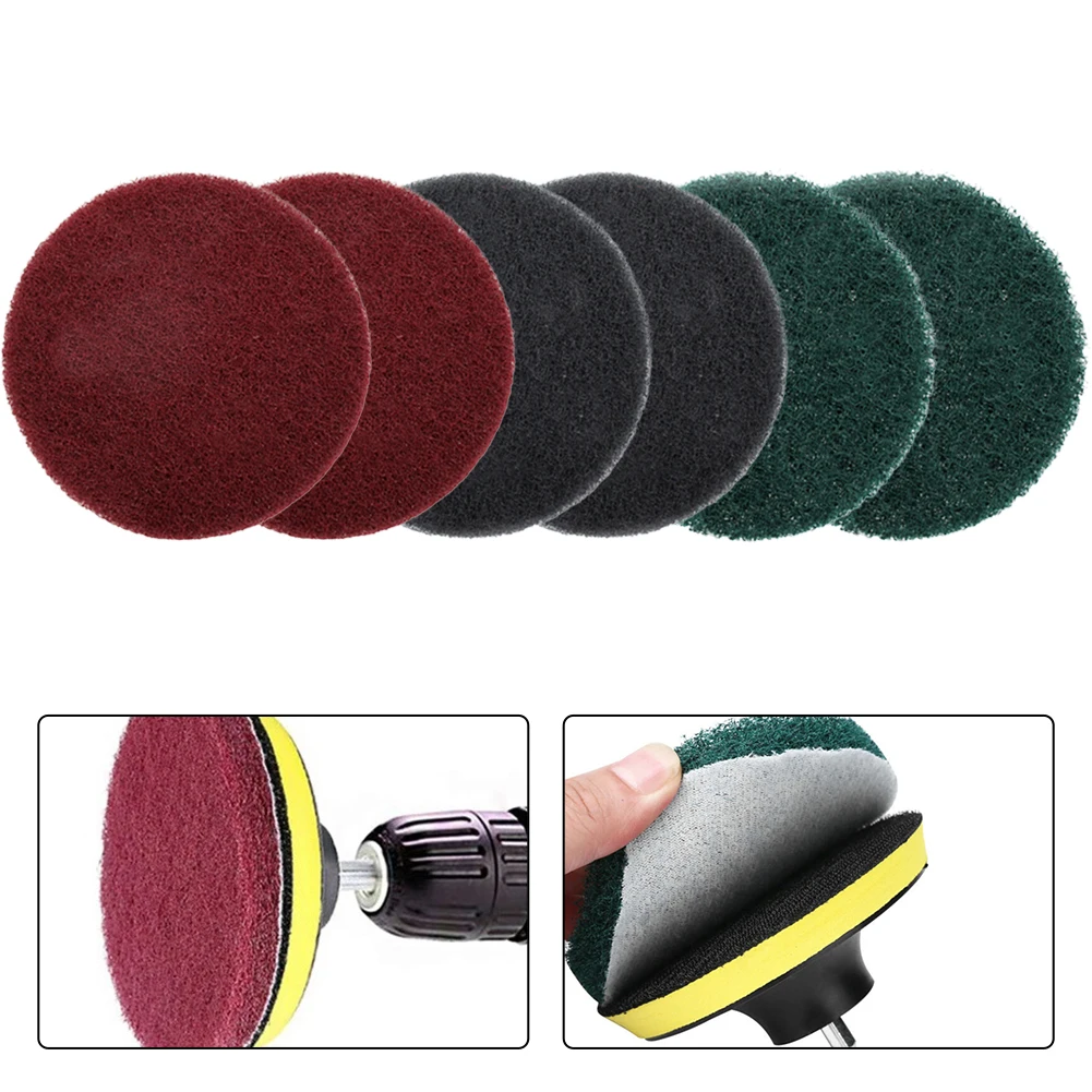 6pcs 5-inch Electric Drill Brush Head Cleaning Cloth Household Tools Floor Tile Polishing Kitchen Bathroom Car Wash And Descal 2