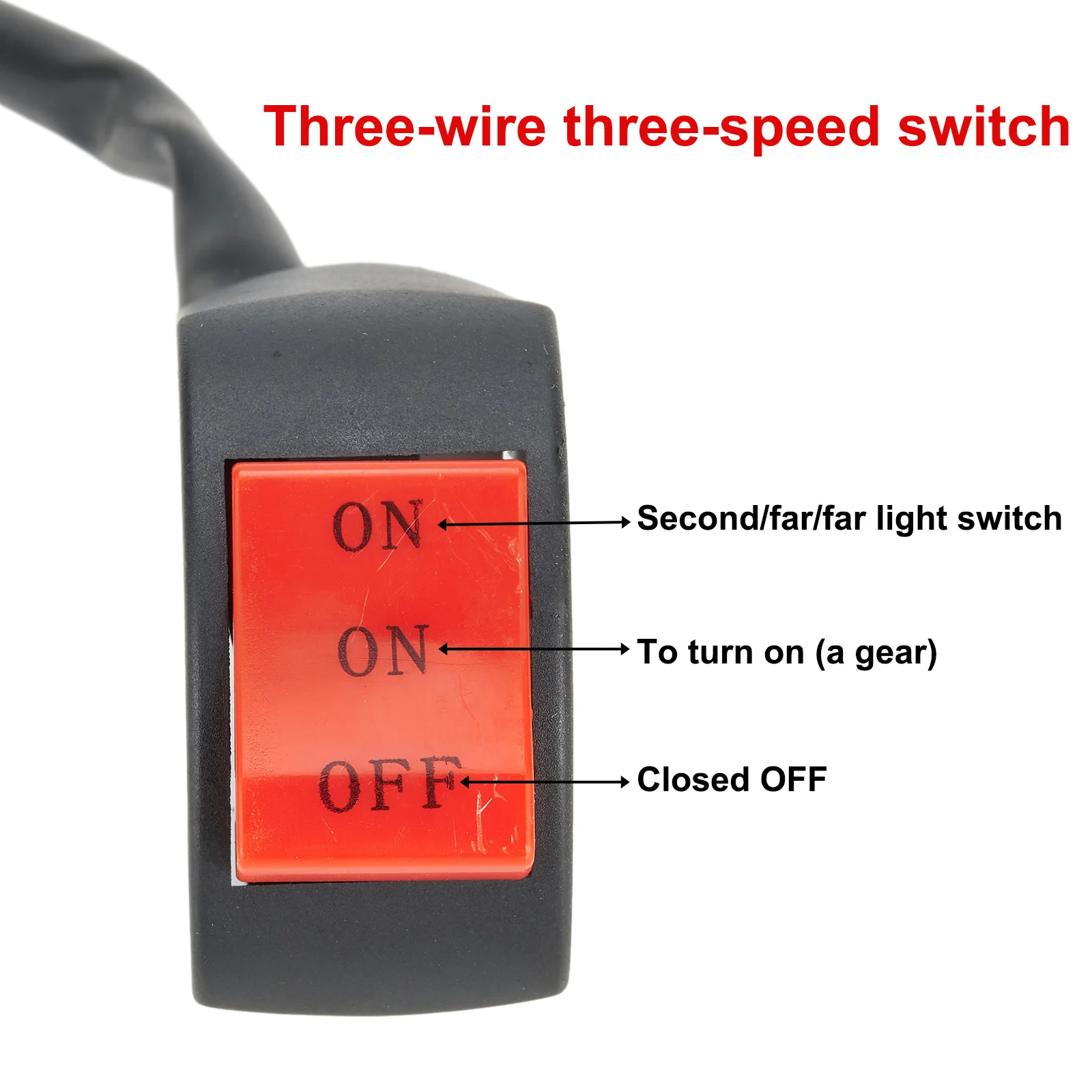 

Handlebar Switch ON/OFF Switch 2-25cm/ 7/8\" About 52cm/20.5\" DC12V/10A Plastic On The Handlebar Three Buttons