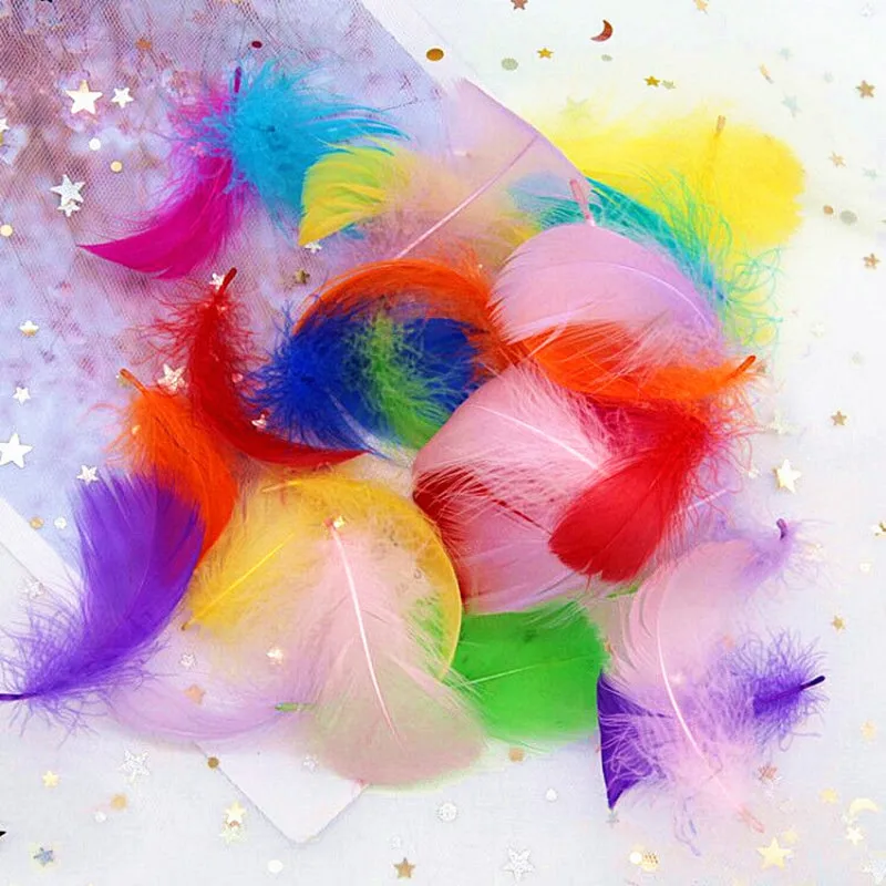 Goose Feathers Natural Goose Feathers 4-8cm Small Floating Colourful Swan Feather Plume for Craft Wedding Jewelry Home Decoration 100pcs