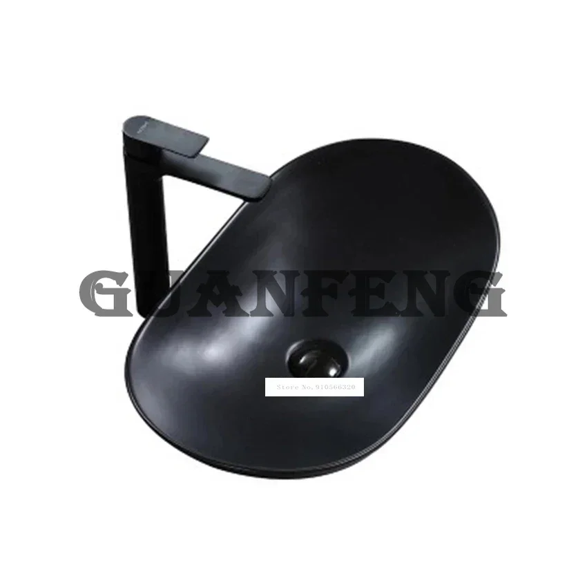 Household Single Hole Creative Black Above Counter Basin Bathroom Retro Basin Chinese Style Ceramic Sink Hand Washing Basin Bowl 6