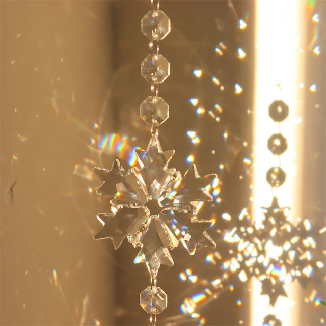 Crystal Wind Chiem Hnowflake Napsütő Gyémánt Prizmák Medál Álom Fogó Szivárvány Üldöző Lógó Otthoni Kerti Dekoráció Szélfogás - Image 4