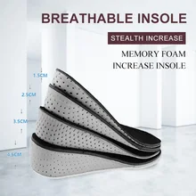 

Unisex Increase Insole Breathable Memory Foam Height Heel Insert Sports Shoes Pad Cushion Lifts Shoe Pads Elevator Insoles