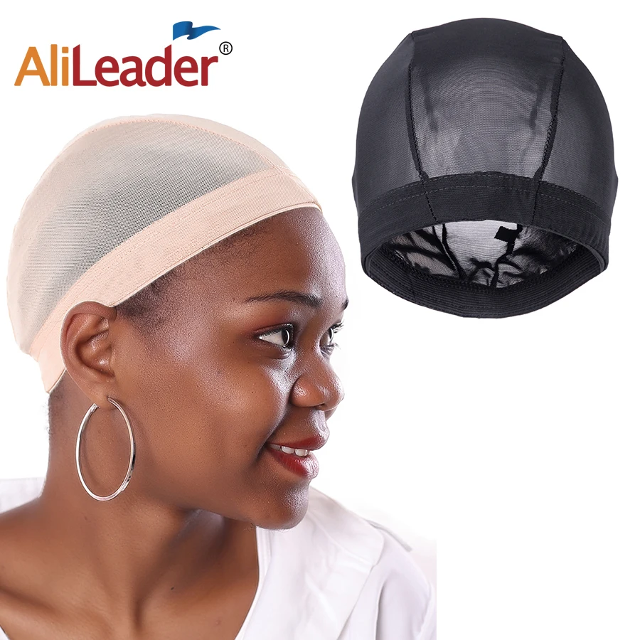 Alileader 1Pcs Spandex Wig Cap With Elastic Band Hair Net Dome Cap Black Blonde Weave Cap Small Large Wig Cap For Making A Wig