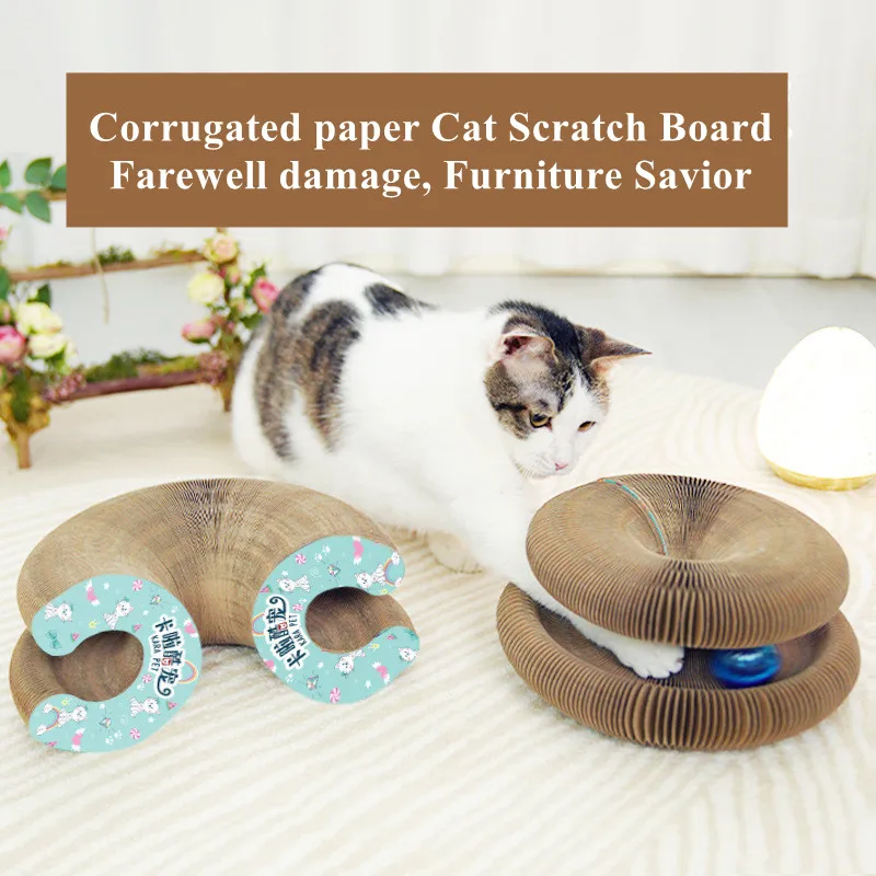 

Cat grabbing board magic corrugated paper wear-resistant, strong magnetic folding cat toys