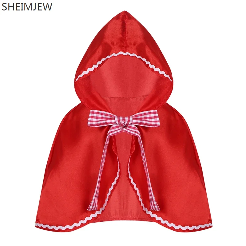 

New Red Kids Girls Hooded Cloak Cape Carnival Cosplay Party Costume Dress Up Hooded Cloak Baby Little Girls Red Riding Hood