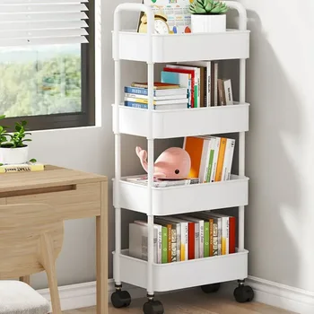 Carrello portaoggetti per libreria Carrello portaoggetti da cucina mobile con ruote Scaffali da bagno multistrato Scaffale per snack per la casa 1