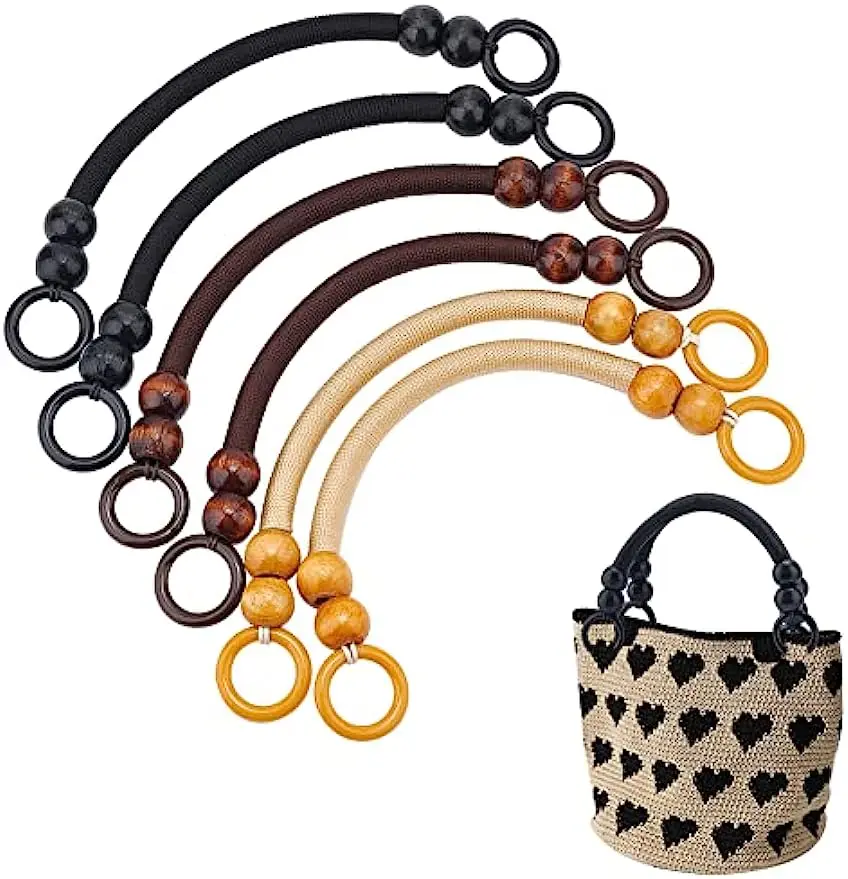 Wooden Beaded Bag Handles Purse Handle Nylon Purse Straps Rustic Bag Handle  Replacement for Crocheted Bag Making Accessories - AliExpress