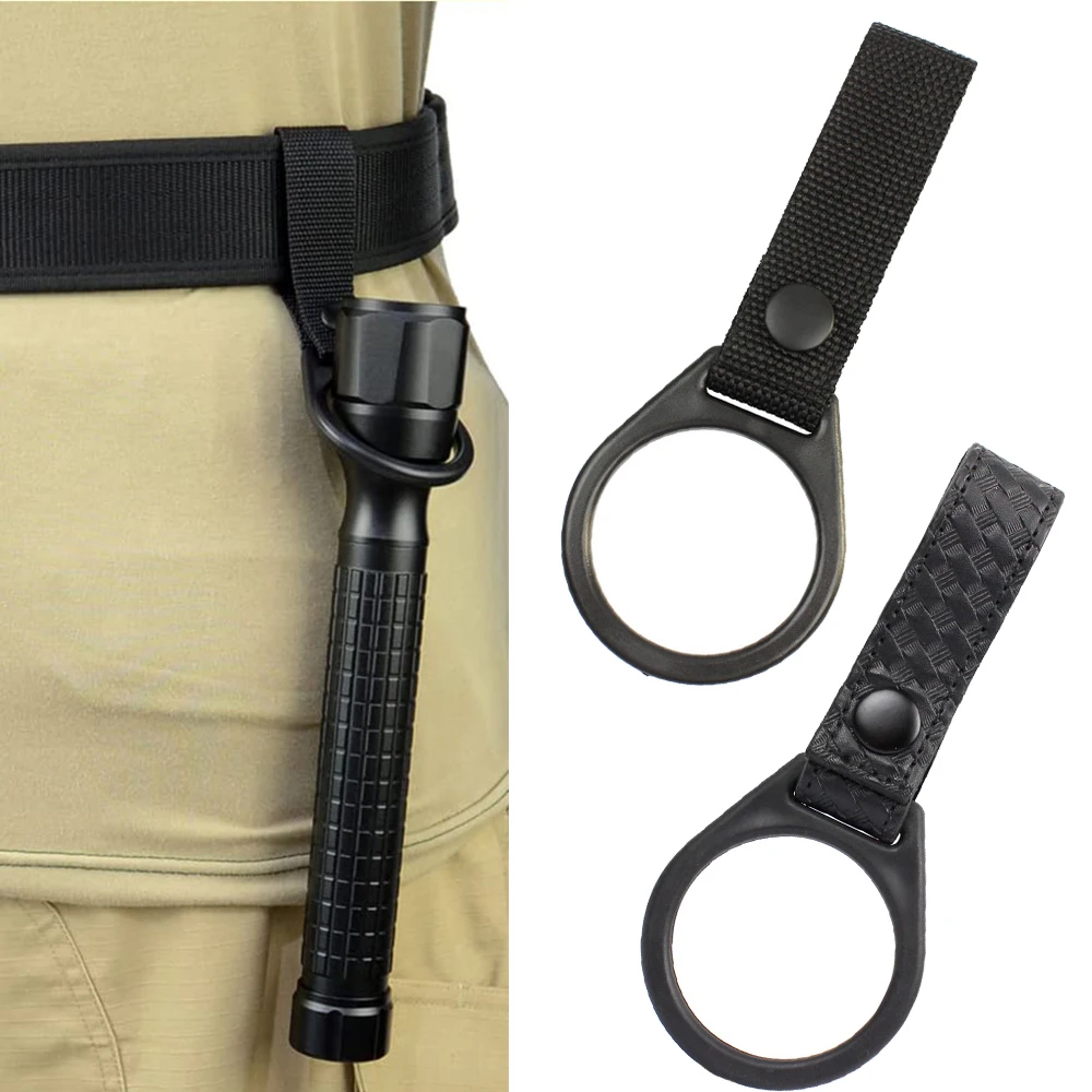 Nylon Flashlight Ring Holder for Duty Belt Slide-On Style D/C Cell Web Flashlight Holder Night Stick Ring Holder Hunting Outdoor