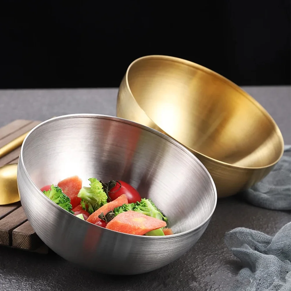304 Stainless Steel Bowl Double Layer Fruit Salad Bowls Heat Insulated Kimchi Noodle Ramen Bowls Food Containers stainless steel bowl ramen bowl cereal bowls stainless steel basin