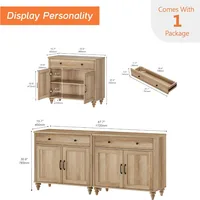 Buffet Cabinet with 4 Doors and 2 Drawers, Large Coffee Bar Table Wood Kitchen Storage Cabinets with Storage Cabinets Modern 2