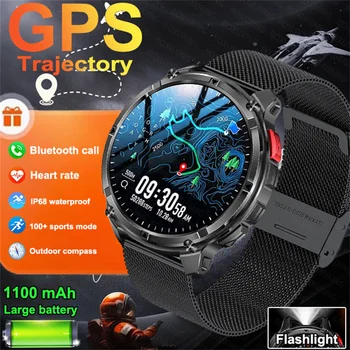 2026 New 1100mAh Ultra Durable Smart Watch Men Outdoor Military GPS Compass 10ATM Waterproof HD Bluetooth Call Sports Smartwatch 1