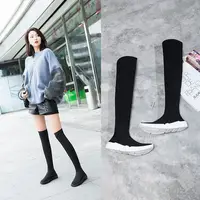 Sexy Sock Boots Knitting Stretch Boots Warm High Heels For Women Fashion Knee High Boots 2023 Spring Autumn Women Booties Female - Image 2