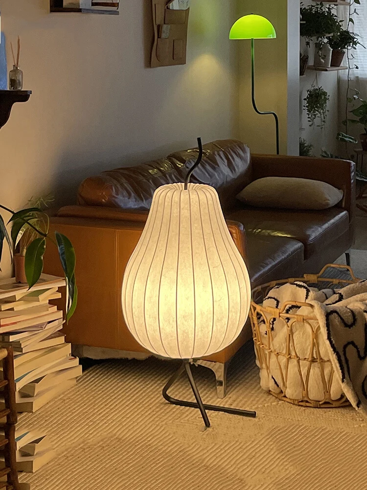 

Wabi-sabi шелковая Напольная Лампа, средняя груша, гостиная, спальня, дизайнерская атмосферная лампа