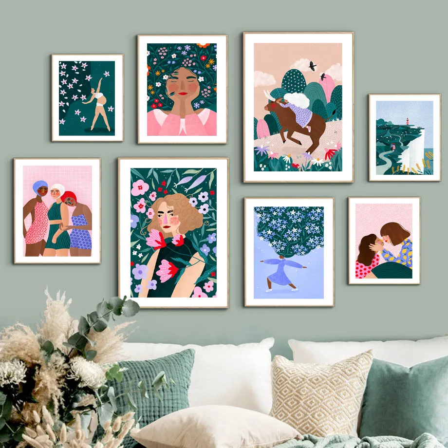 

Nordic Poster Boho Plant Mom Flower Garden Forest Illustration Wall Art Print Canvas Painting Pictures For Living Room Decor