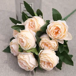 Elegant Burgundy Rose Bouquet - Artificial Floral Arrangement for Home Decor, Weddings, and Events (Champagne)