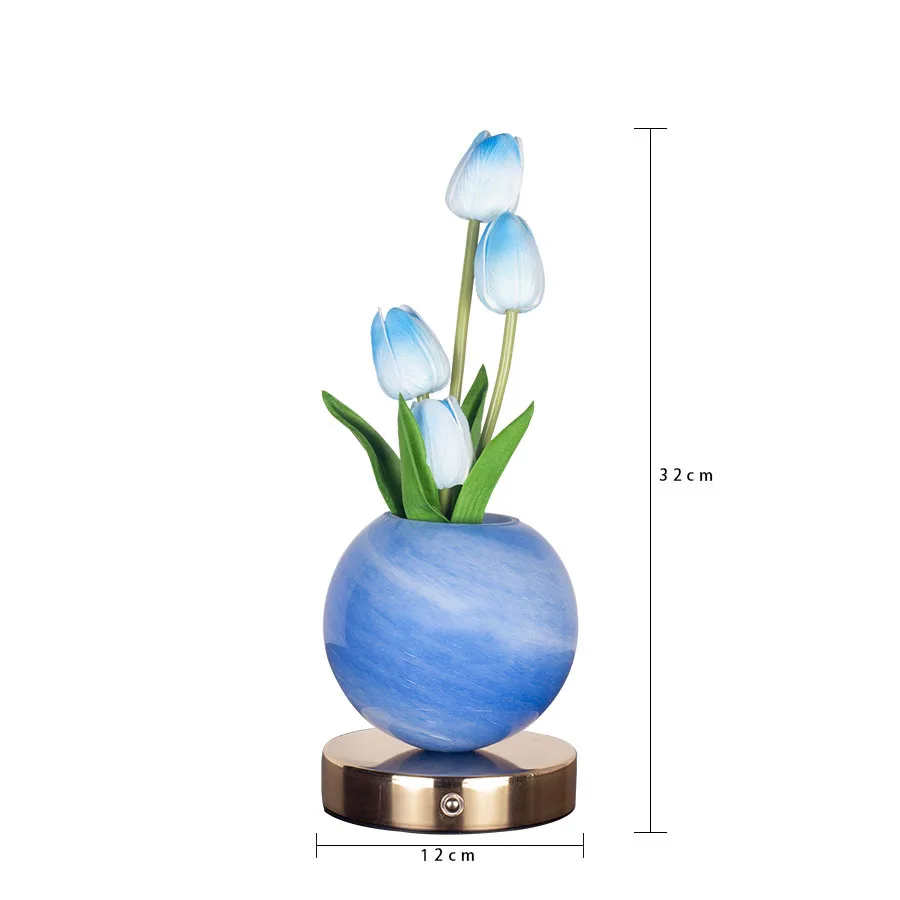 Tulip LED Night Light USB Rechargeable Desk Decor Lamp Table Lamp Bedroom Bedside Room New Year's Christmas Decorations