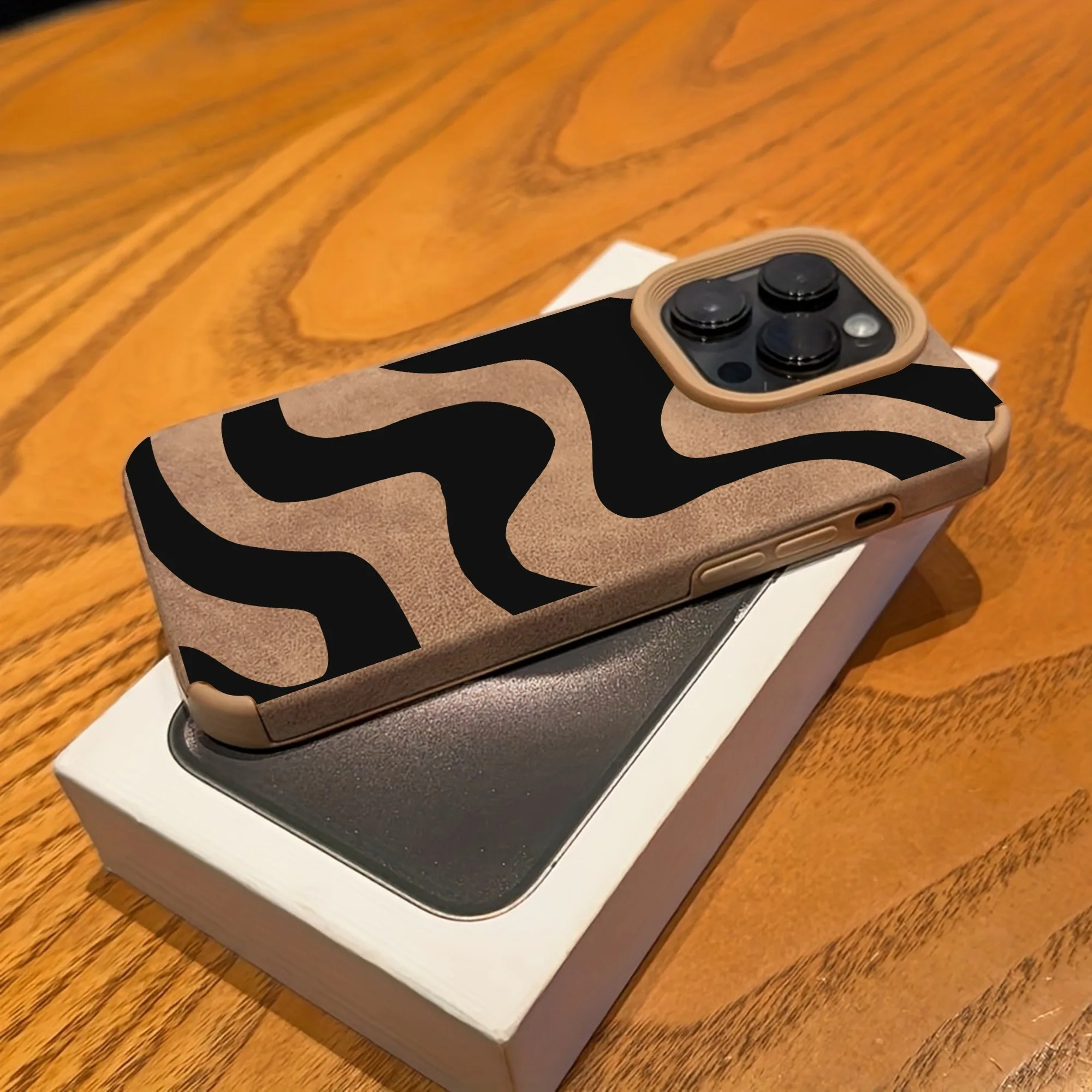 Halloween Brown Leopard Print Faux Leather Phone Case Cover