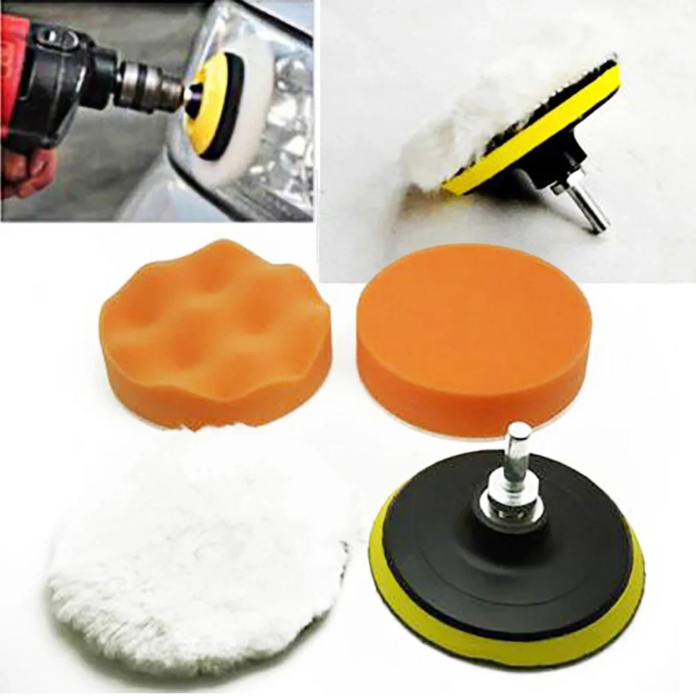 1 Set Buffing Pad 4 Inch Car Sponge Polishing Pad Kit Abrasive Polisher Drill Adapter Waxing Compound Tools Accessory