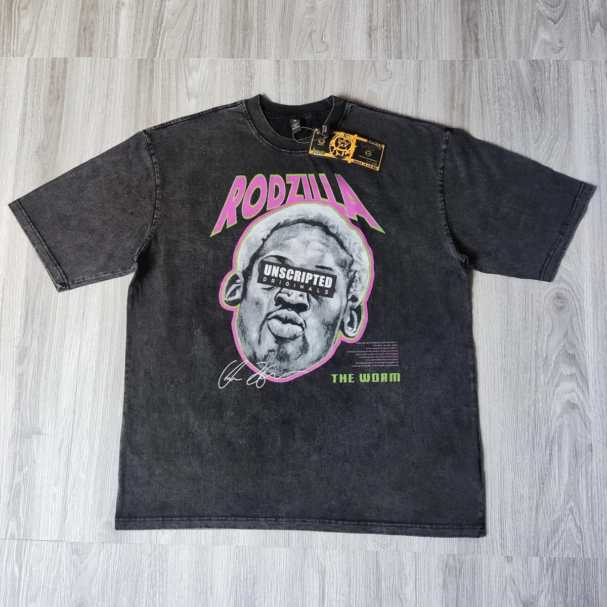 

Yao888 Streetwear T Shirt For Men Tops Oversize Washed Old Color Head Rodman Print Summer Hip Hop Handsome Fried Vintage